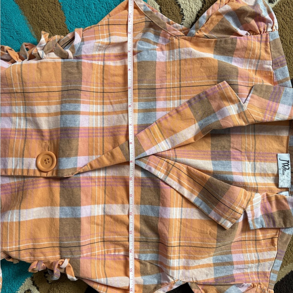 Junction West Petite Plaid Button-Up Cap Sleeve Vest with Side Corset Ties - Picture 4 of 6